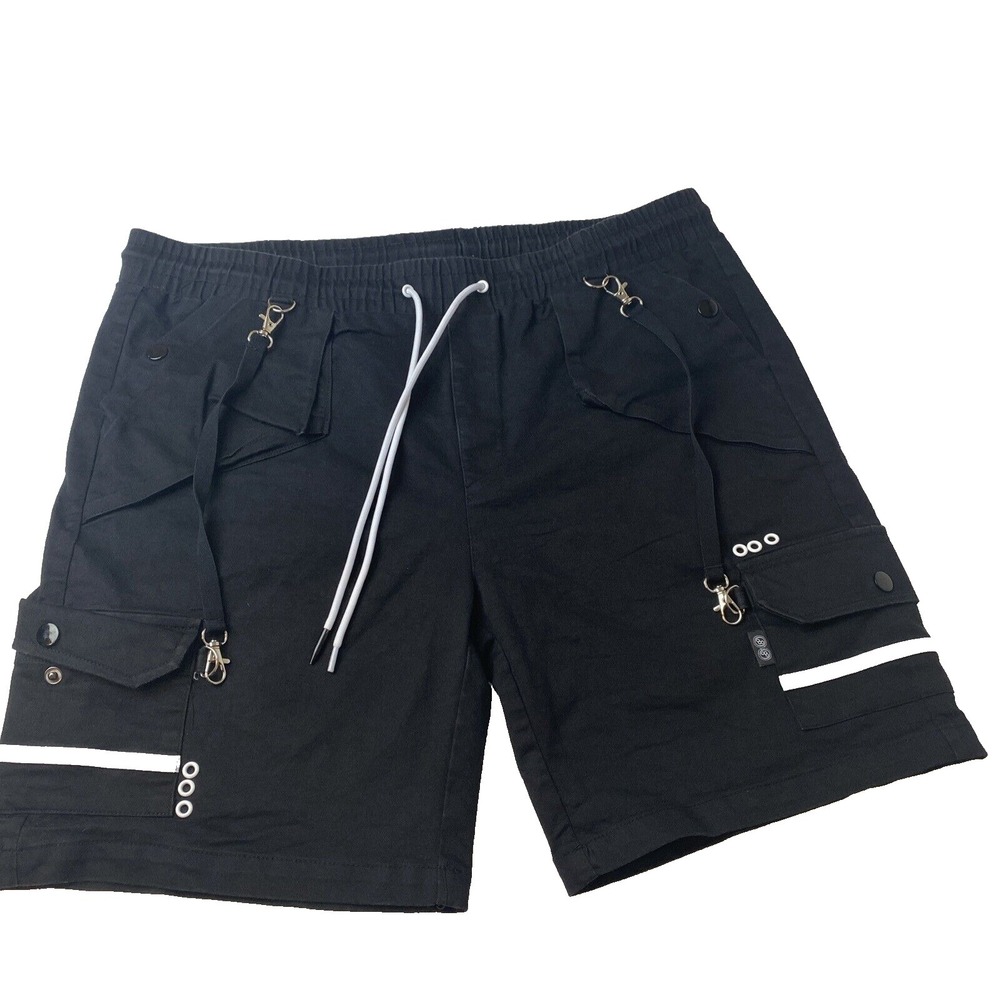 THC The Hideout Clothing Universal Potency Utility Cargo Shorts Black Large